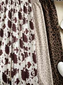 女童休閒直筒寬腿褲 3 件套（含奶牛紋與豹紋） - 粉色 - 查看 3