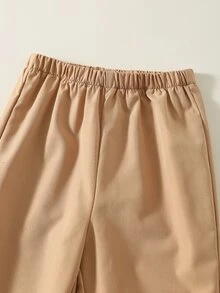 SHEIN 2件組 嬰兒男童/女童對比色襯衫領休閒學院風長袖套頭上衣＋鬆緊腰長褲 秋冬兩件套 - 彩色 - 查看 8