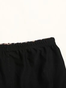 SHEIN Tween女孩黑色棕色豹紋低腰裙，內建短褲，休閒豹紋低腰迷你裙，秋冬款 - 棕色 - 查看 6