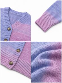 SHEIN Tween Girl Colorblock Casual Daily Cardigan - Multicolor - View 4