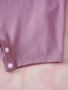 HELLO KITTY AND FRIENDS | SHEIN Romper Bayi Perempuan Motif Kartun Huruf untuk Pakaian Sehari-hari Kasual - Purple - View 5