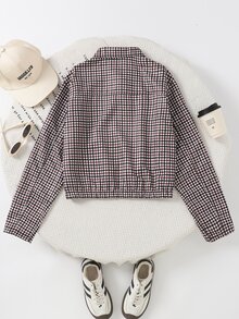 SHEIN Sparklyn 青少年女孩秋季休閒格紋夾克 - 彩色 - 查看 2