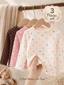 3PCS Young Girls T-Shirts - Multicolor - View 3