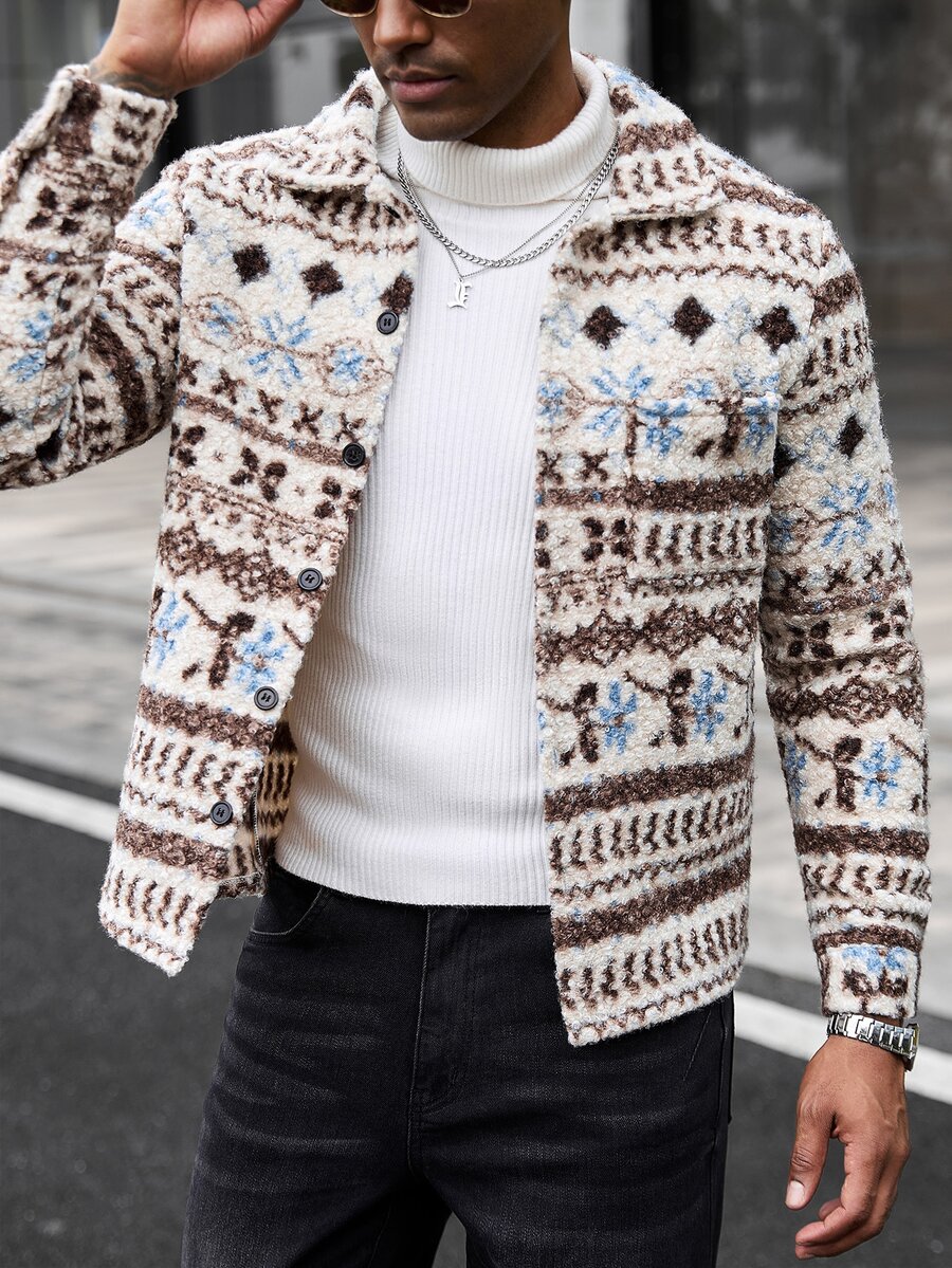 Manfinity CasualCool Men's Thick Wool Blend Long Sleeve Jacket, Winter - Multicolor - View 1