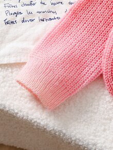 Girls' Soft Knit Sweater, Round Neck, Cute, Commute, Gradient, School, Outdoor, Party, Christmas, Thanksgiving, Halloween, Pullover, Children's Knit Sweater - Pink - View 5