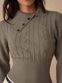Glamine كنزة نسائية بياقة وأكمام طويلة موضة متعددة الاستخدامات - Fresh Green - مشاهدة 8