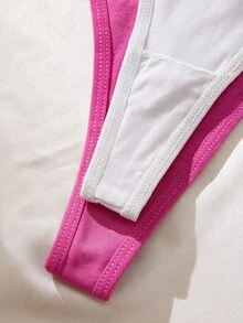 SHEIN 4件裝蕾絲腰部低腰女款丁字褲 - 彩色 - 查看 4