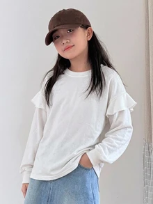 Dazy Kids Tween Girls Solid Color Casual Versatile Daily Wear T-Shirt - White - View 7