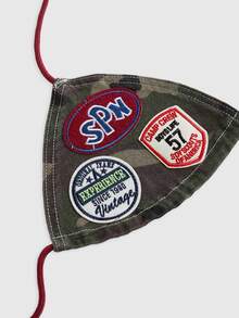 ROMWE Street Life Women's Y2K Retro Slogan Logo Embroidered Denim Mini Tight Sexy Top With Straps - Green - View 4