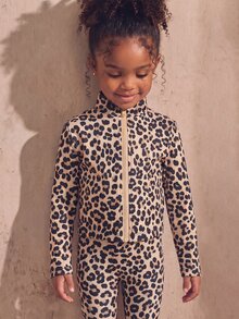 SHEIN Young Girls' Fashion Casual Leopard Print 3 Pieces Set, Fashionable Comfortable High Elasticity, Suitable For Sports, Exercise, Outdoor Activities, Shopping And More - Coffee Brown - View 8