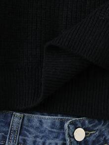 SHEIN 1件男童復古麻花編織毛衣 米色半拉鍊高領套頭衫 可調拉鍊領 常規版型羊毛混紡上衣 適合學校日常穿著 父子同款穿搭 生日與新年禮物首選推薦 - 黑色 - 查看 5