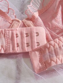 Crystal Vow Women's Romantic Embroidered Underwire Bra And Thong Panty 2-Piece Lingerie Set - Dusty Pink - View 3