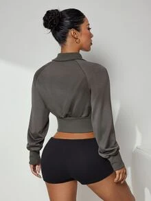 Slayform Slayform Women's Solid Color Casual Daily Wear Sports Sweatshirt - Army Green - View 2