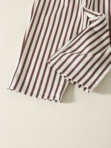 SHEIN 2件組嬰兒男童女童卡通熊圖案與條紋運動長褲秋冬套裝 - 彩色 - 查看 8