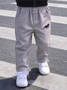 1pc Boys Classic Youth Woven Pants, Exquisite Pattern Design, Straight Leg Soft Casual Pants, Essential For School, Made Of High-Quality Fabric, Suitable For Daily Wear And Various Occasions - Multicolor - View 1