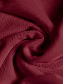 SHEIN Girlism Tween Girls Knitted Solid Color Square Neckline Mesh Bell Sleeve Ruched Long Sleeve T-Shirt Kids - Burgundy - View 4