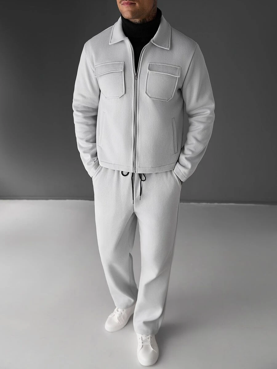 Manfinity Roughcore Men's Overcoat Set Casual Jacket Set Autumn/Winter - Grey - View 1