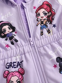SHEIN 少女印花外套，秋冬戶外日常西式風格 - 彩色 - 查看 5