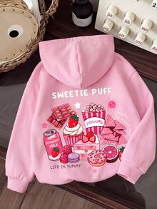 Tween Girls Casual Hooded Kids Sweatshirt With Cartoon Pattern, Suitable For Autumn/Winter - Multicolor - View 4