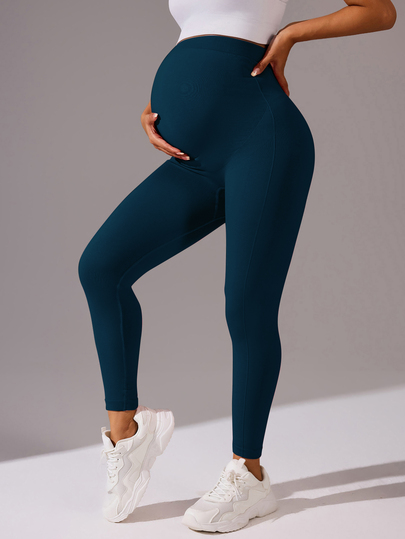 SHEIN Maternity Solid Color Casual Daily Wear Sports Leggings