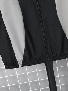 SHEIN جاكيت كاجوال يومي بأكمام طويلة وسحاب بنمط حروف وألوان متباينة للأولاد المراهقين - متعدد الألوان - مشاهدة 8