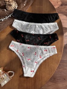 Divavoom Celana Dalam Wanita Motif Jala Bercorak Ceri (Paket 4 Buah) - MultiWarna - View 2