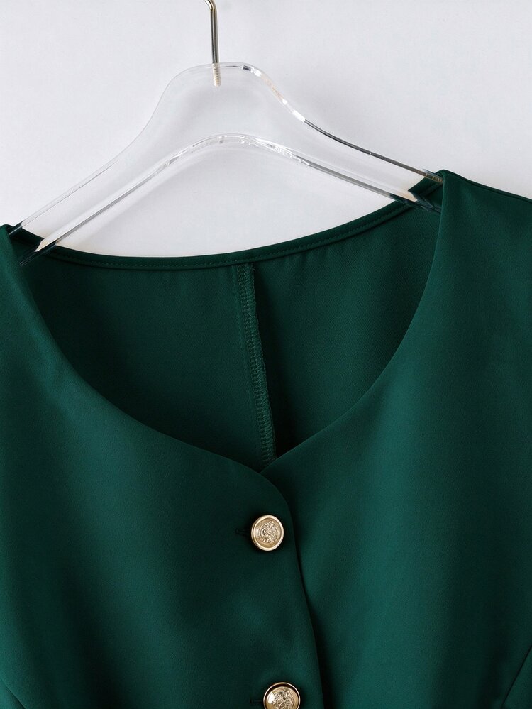 SHEIN Clasi Plus Size Elegant Refined Versatile Apricot Sleeveless Camisole - Green - View 4