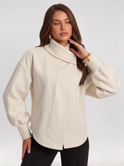 Bluhae Women's Autumn/Winter Solid Color Long Sleeve Casual Loose Overcoat