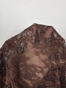 Aloruh Black Lace Hollow Out Design Long Sleeve Sexy Top For Women,Halloween,Clubbing - Brown - View 3