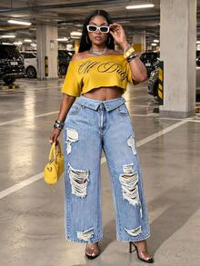 Slaydiva Plus Size Casual Jeans Everyday,Fall/Winter,New Year Jeans - Blue - View 7