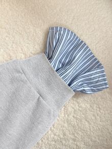INAWLY Women's Casual Striped Patchwork Sweatshirt, Autumn/Winter - Grey - View 5