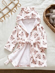 小男孩針織純色刺繡連帽休閒開襟外套居家服 - 彩色 - 查看 1