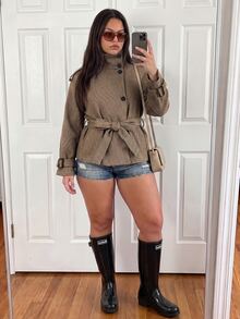 Comfortcana Plus Size 26 Autumn/Winter Vintage Plaid Wool Parka Short Coat Jacket - Coffee Brown - View 3
