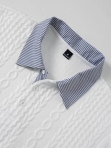 Calvornis 男士長袖 Polo 衫，萬聖節、聖誕節、新年禮物 - 白色 - 查看 5
