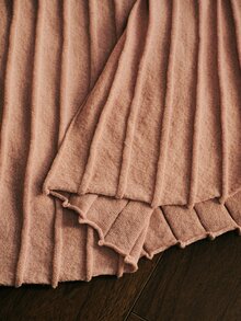 MOTF PREMIUM AUTUMN/WINTER SOFT MINIMALIST SEXY AESTHETIC DATE & COMMUTE HIGH-END FINE GLITTER RIBBED KNIT FABRIC ROUND NECK HOLLOW WAIST CINCHED FISHTAIL HEM CORAL PINK WOMEN'S LONG SWEATER DRESS - Coral Pink - View 7