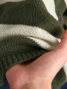 Elaquor Plus Size Women's Striped Drop Shoulder Long Sleeve Single-Breasted Knit Cardigan Winter - Green - View 8