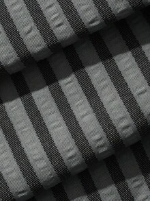DAZY Spring/Autumn Long Sleeve Dark Gray Striped Long Pants Men's Loungewear Set - Dark Grey - View 9