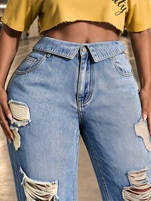 Slaydiva Plus Size Casual Jeans Everyday,Fall/Winter,New Year Jeans - Blue - View 5