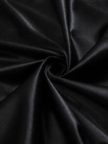 Cravure Plus Size Women's Party Date Mesh Petal Sleeve Satin Ruched Hip Short Dress, Square Neck Sheer Long Sleeve Fitted Party Mini Dress - Black - View 3