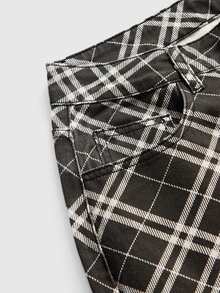 ROMWE Grunge Punk Plaid Poker Card Print Punk Wide Leg Women's Jeans - Black - View 3