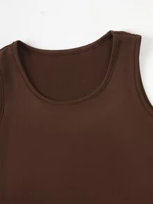 SHEIN 少女粉 3 件套秋季套裝，立領夾克 + 吊帶背心 + 緊身褲，完整日常穿搭，修身不緊繃 - 棕色 - 查看 5