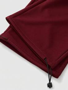 ROMWE MEN Street Life Men's Letter Print Pocket Drawstring Waist Loose Sweatpants - Red - View 5