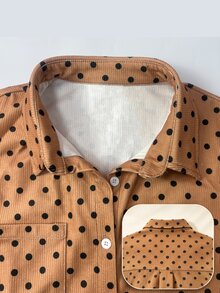 Franclia Women's Polka Dot Casual Daily Long Sleeve Blouse - Camel - View 4