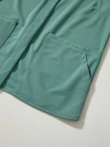 TaskEZ Jaket Seragam Kerja Wanita Warna Hijau Sage Lengan Panjang Resleting Depan Banyak Saku Saku Besar Sedikit Elastis Leher Bulat - Hijau - View 8