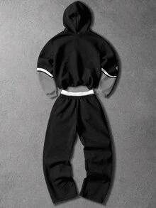 Manfinity EMRG Men's Star Print Hoodie And Drawstring Waist Pants Set - Multicolor - View 2