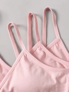 SHEIN Girlism 3件組 青少年女孩極簡舒適純色V領加墊背心式內衣套裝 - 彩色 - 查看 4
