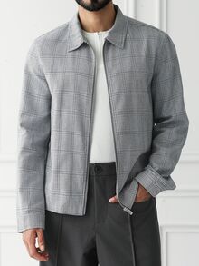HUEFORM 26 Spring Summer Men's Plaid Zip‑Up Harrington Jacket, Retro British Business Casual Lightweight Wov - Multicolor - View 6