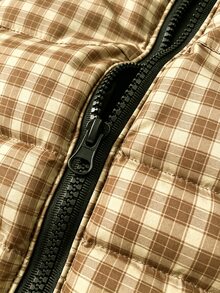 Manfinity Homme معطف شتوي مبطن بغطاء رأس كاجوال متعدد الاستخدامات بنقشة مربعات للرجال - بني - مشاهدة 5