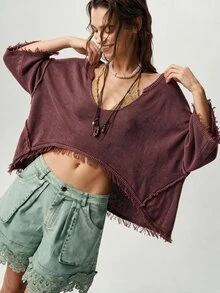Bohemela 女款素色休閒百搭日常穿著長袖針織衫 - 紫色 - 查看 7