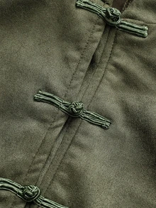 LUMIGAL Women's Solid Color Frog Button Placket Chinese Style Elegant Jacket - Green - View 5